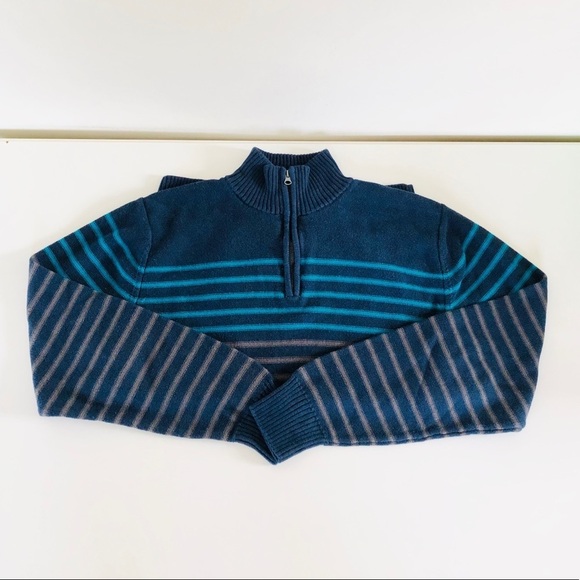 Carbon Striped Navy Pull Over Zip Up Men’s Sweater XL - Picture 9 of 9